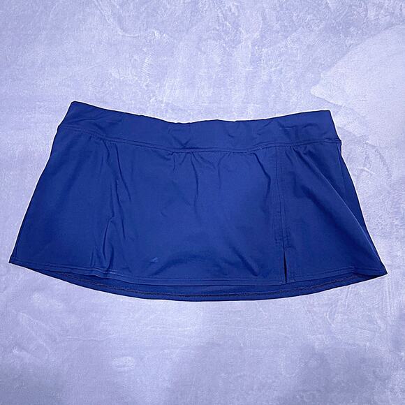 LANDS END Tummy Control Swim Skirt Blue Built In Liner Modest Womens 14 - Picture 1 of 6
